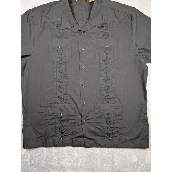 The Havanera Co Button Up Shirt Mens XXL Black Embroidered Hawaiian Vacation - Picture 3 of 6